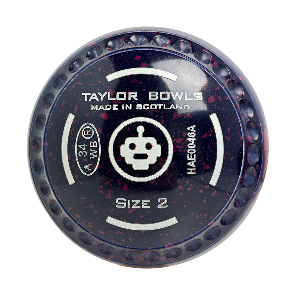 Taylor SR Lawn Bowls Size 2 Heavy Gripped Dark Blue/Magenta - HAE0046A