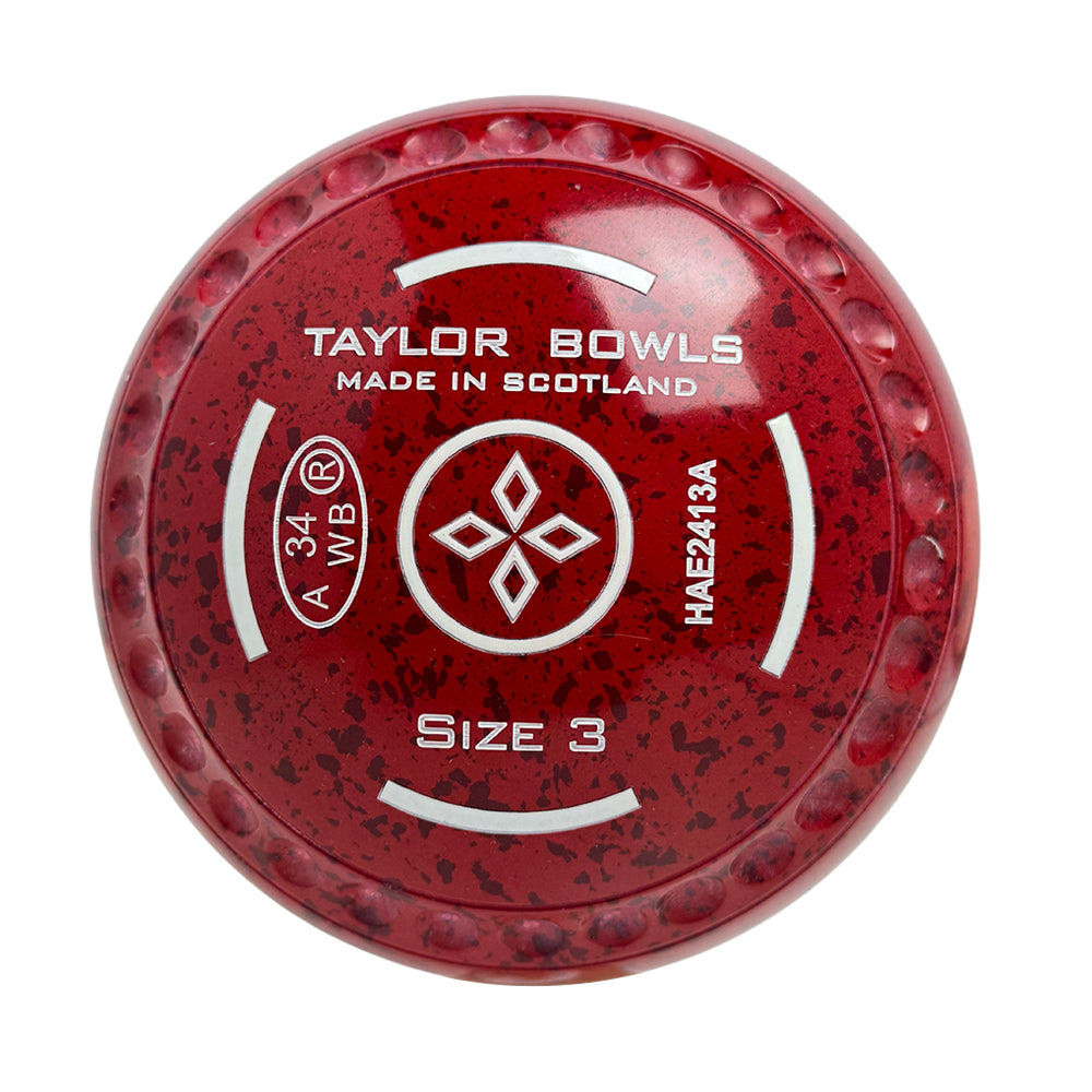 Taylor Redline SR Lawn Bowls Size 3 Heavy Gripped Red/Maroon - HAE2413A