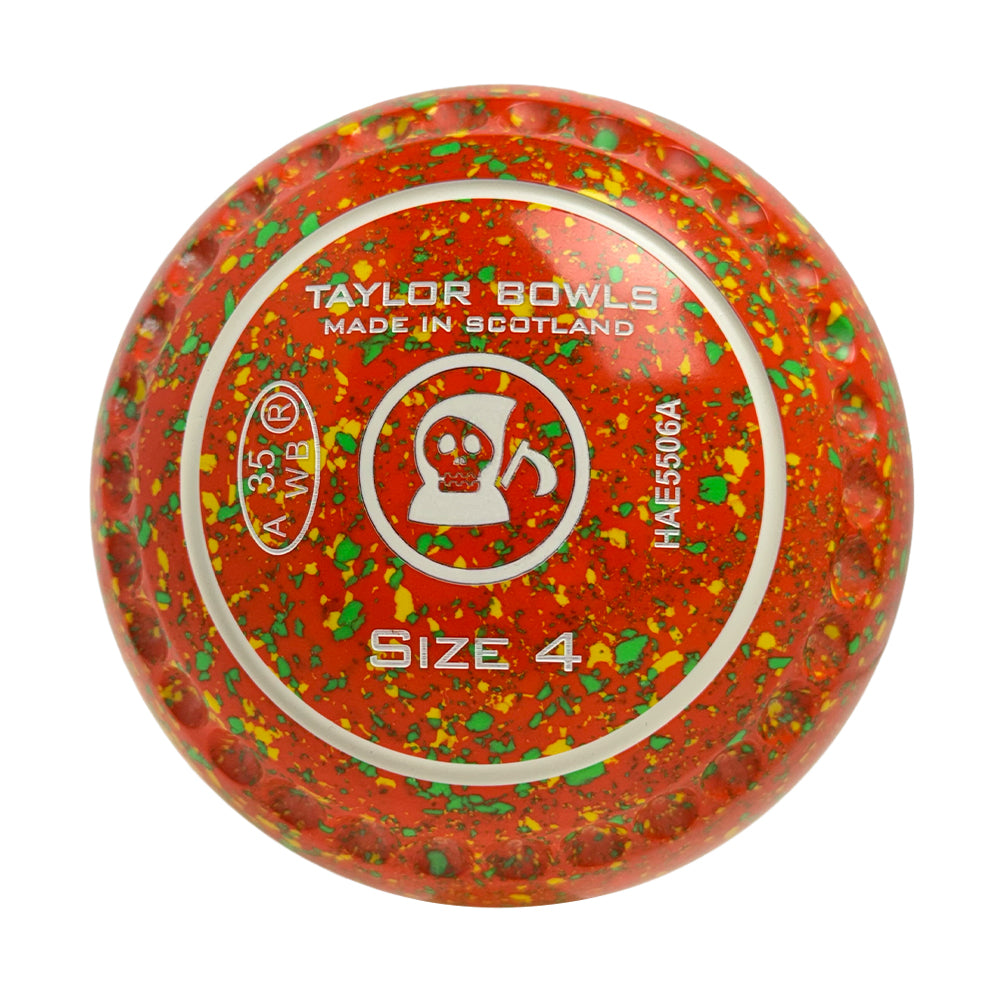 Taylor GTR Lawn Bowls Size 4 Heavy Gripped Orange/Yellow/Lime - HAE5506A