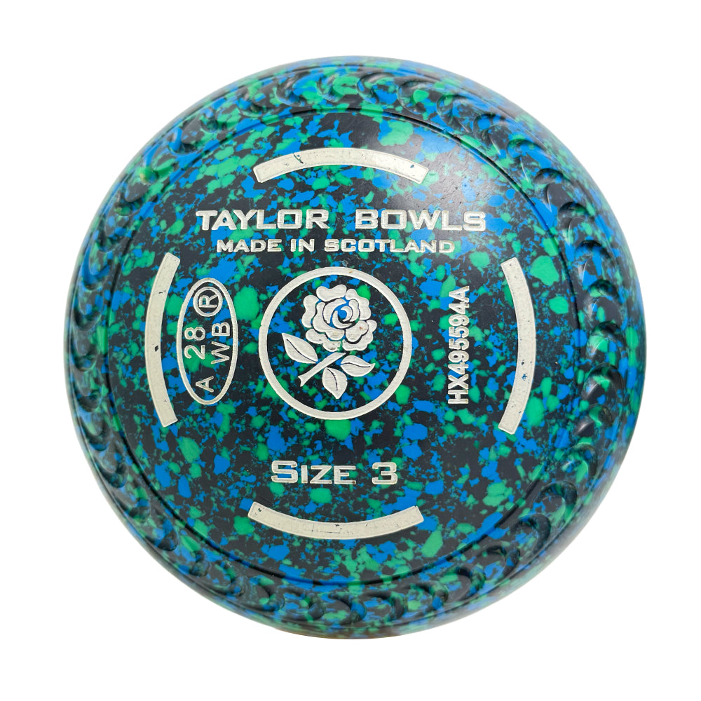 Taylor (Pre-Owned) Redline SR Lawn Bowls Size 3 Heavy Gripped - Grey/Sky/Mint Speckle HX495594A
