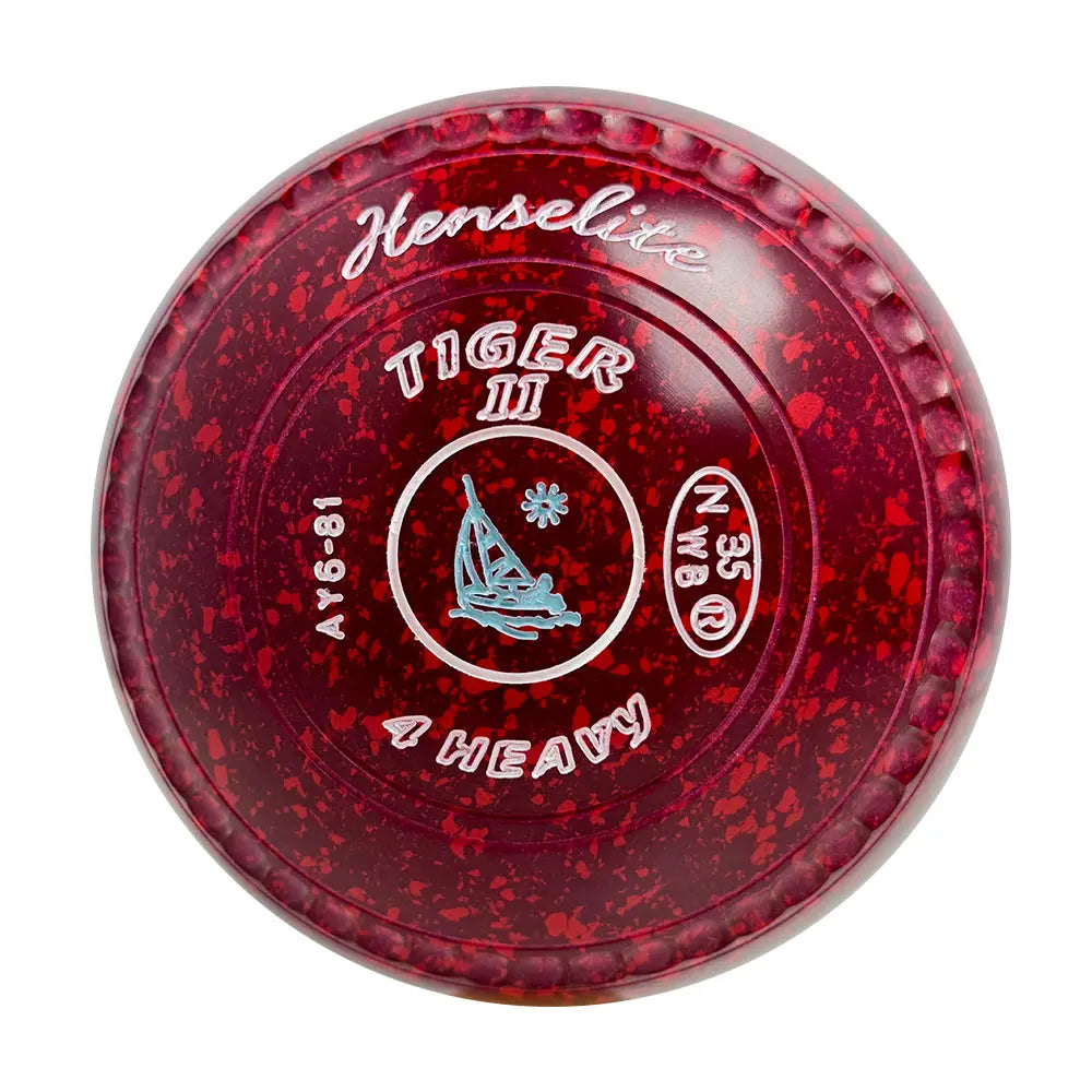 Henselite Tiger II Lawn Bowls Size 4 Heavy Gripped - Ruby Rich AY6-81 Henselite