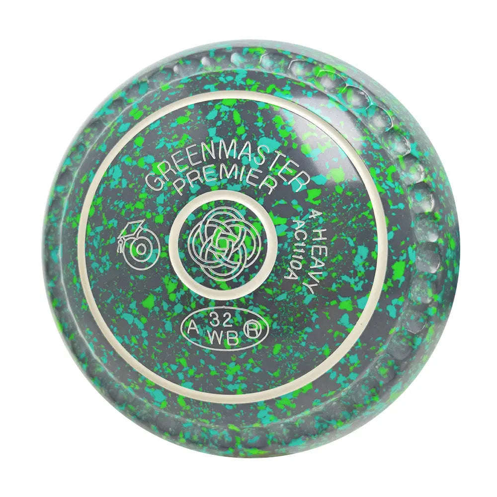 Greenmaster Premier Lawn Bowls Size 4 Heavy Gripped Grey/Blue/Lime - AC1110A - Bowls City
