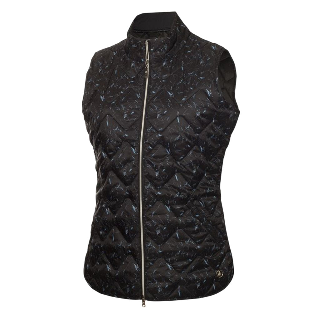 Green Lamb Womens Karina Quilted Vest - Black Leaf Print