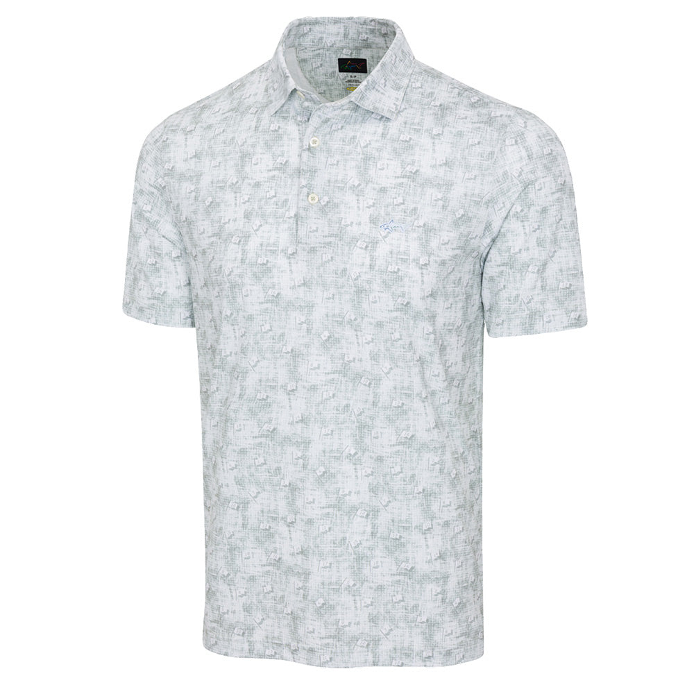 Greg Norman Mens Golf Flags Short Sleeve Polo - Gravel