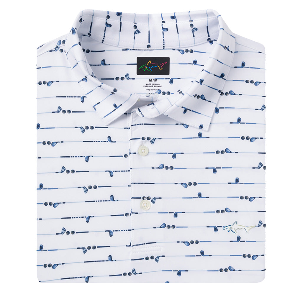 Greg Norman Mens Golf Club Stripe Polo - White