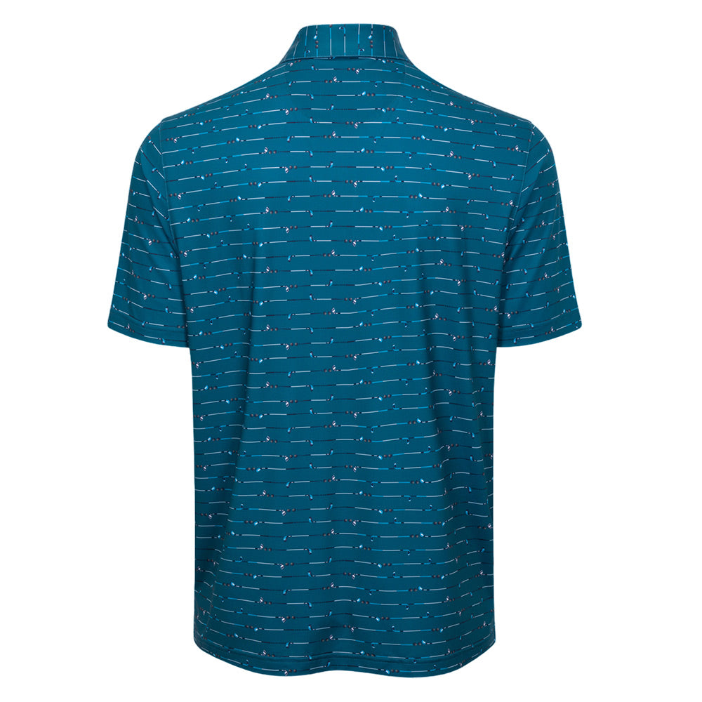 Greg Norman Mens Golf Club Stripe Polo - Vivid Teal
