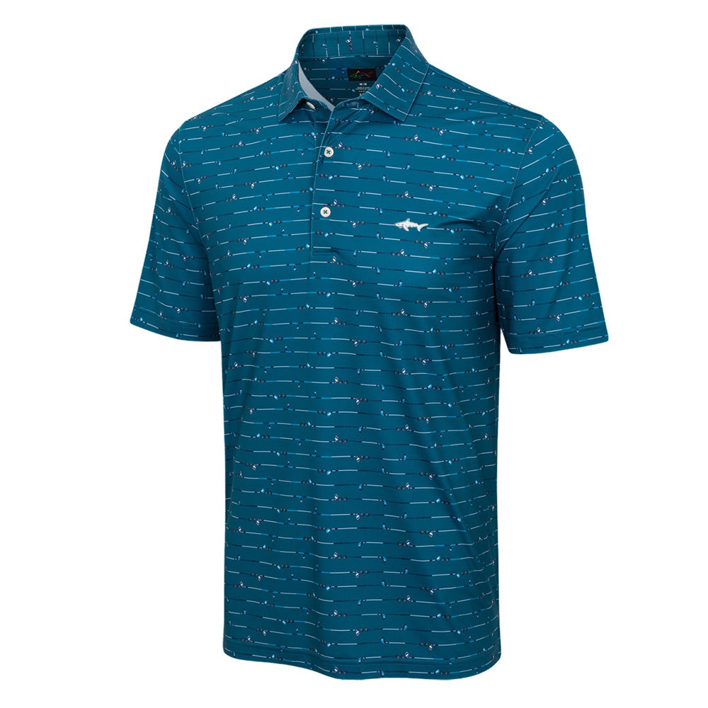Greg Norman Mens Golf Club Stripe Polo - Vivid Teal