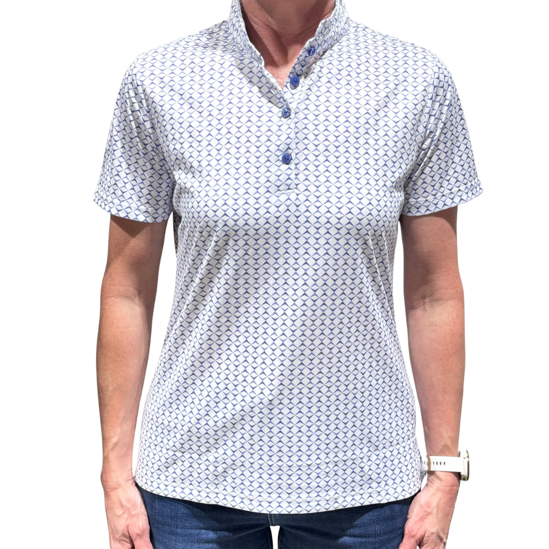 Greg Norman Womens Short Sleeve Printed Polo - Blue Dock