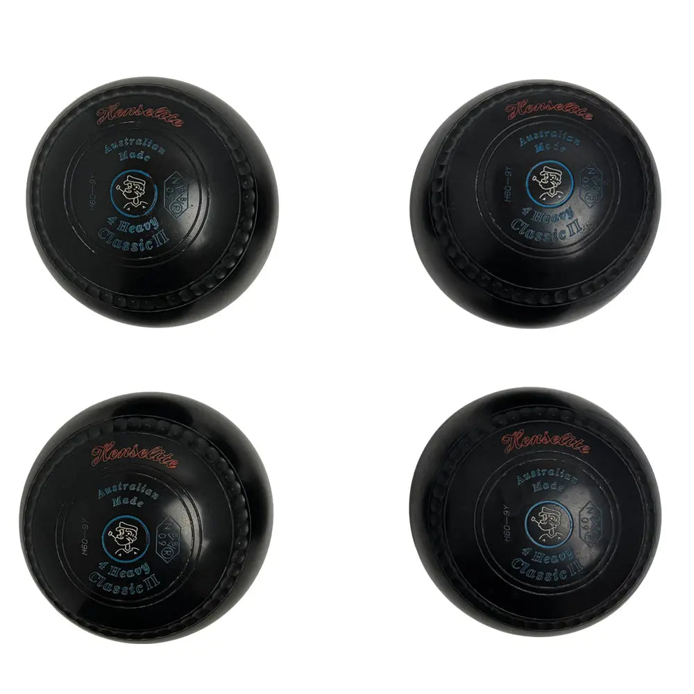 Henselite (Pre-Owned) Classic II Lawn Bowls Size 4 Heavy Gripped - Black - Bowls City
