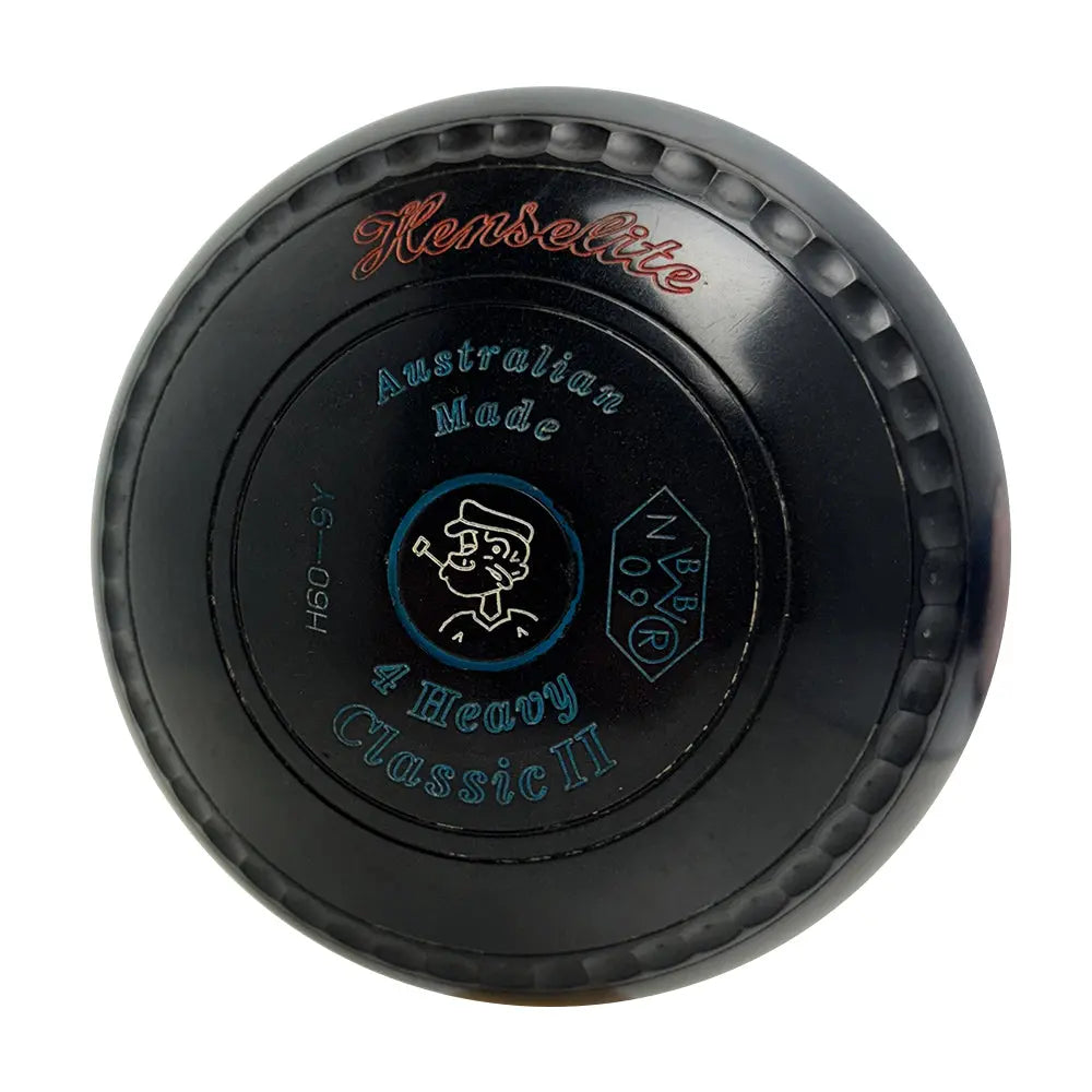 Henselite (Pre-Owned) Classic II Lawn Bowls Size 4 Heavy Gripped - Black - Bowls City