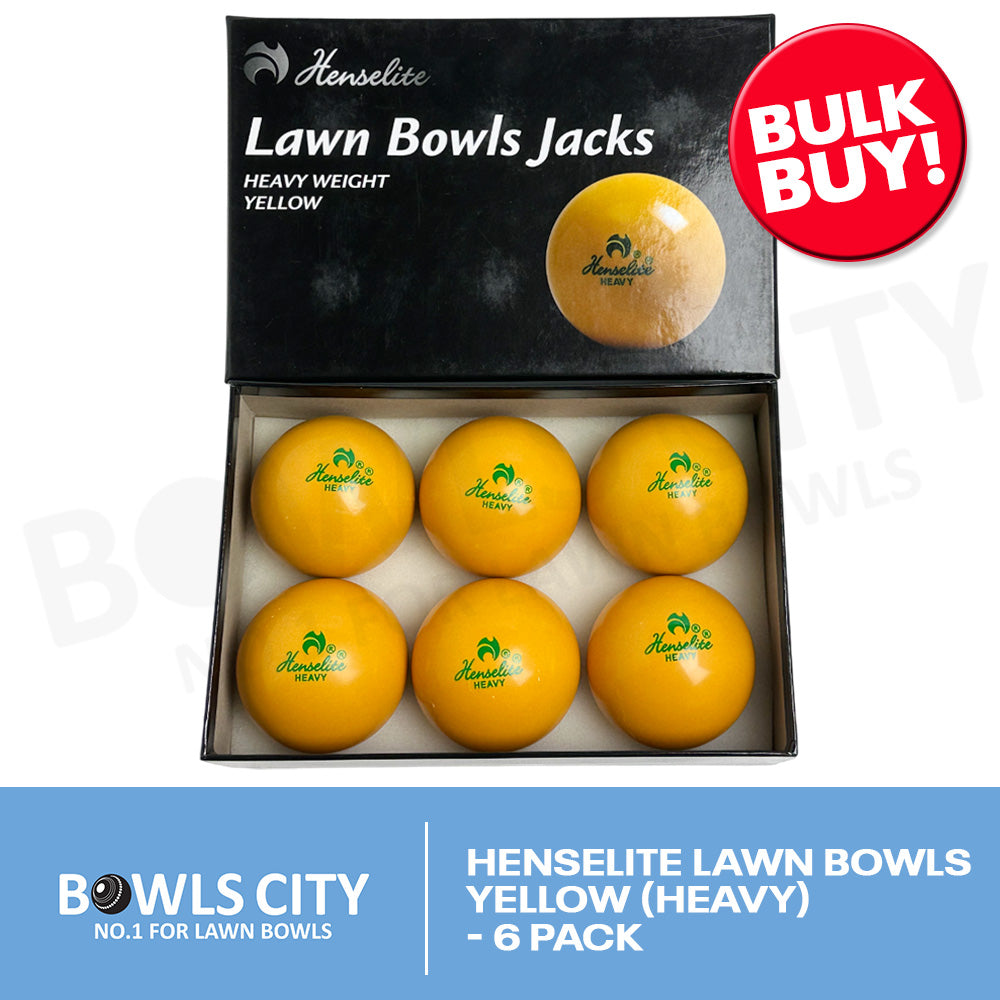 Henselite Lawn Bowls Yellow (HEAVY) - 6 Pack - Bowls City