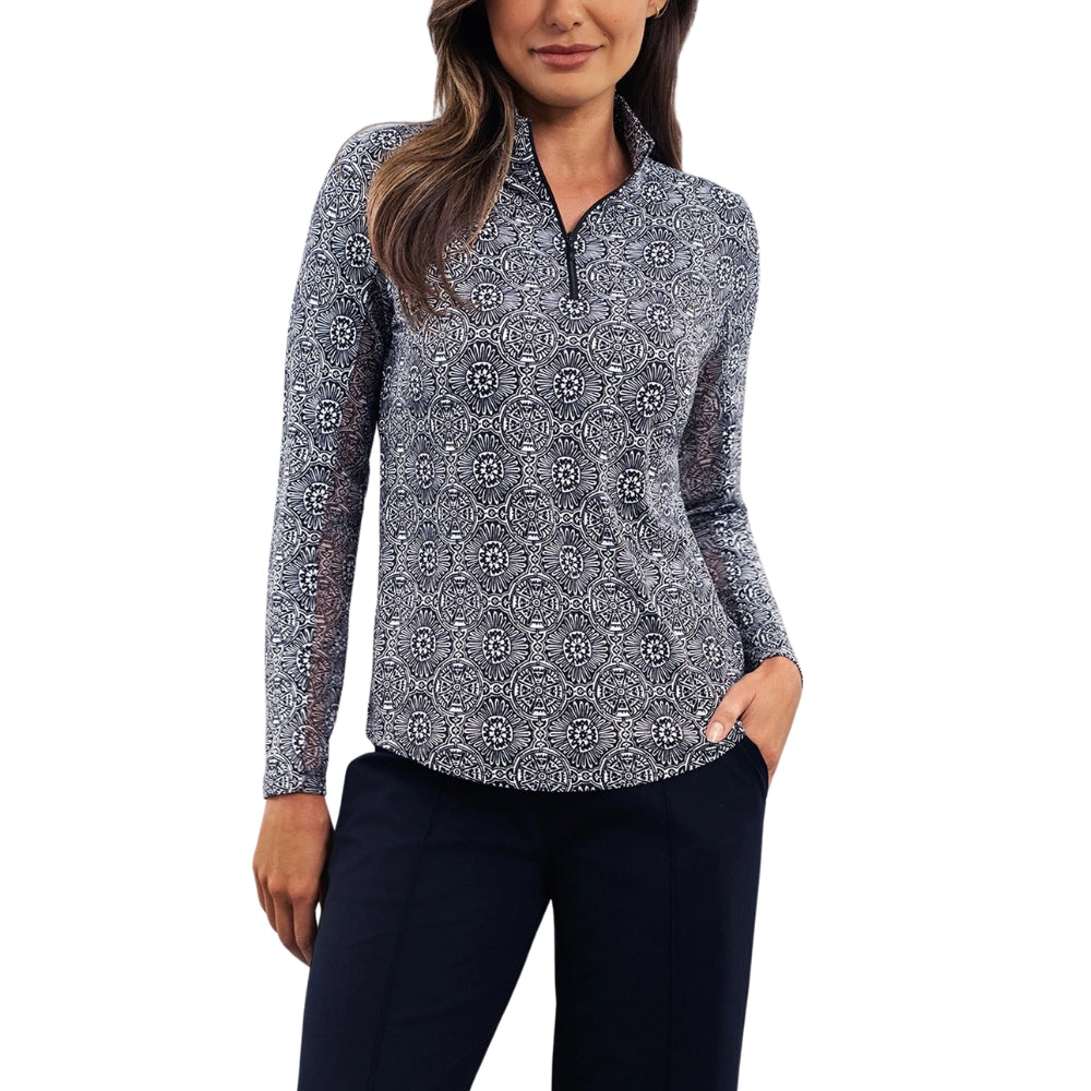 Ibkul Womens Amani Mock Neck Polo