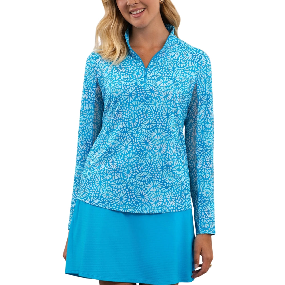 Ibkul Womens Gladis Mock Neck Polo
