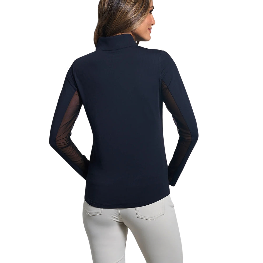 Ibkul Ladies Long Sleeve Mock Polo - Black