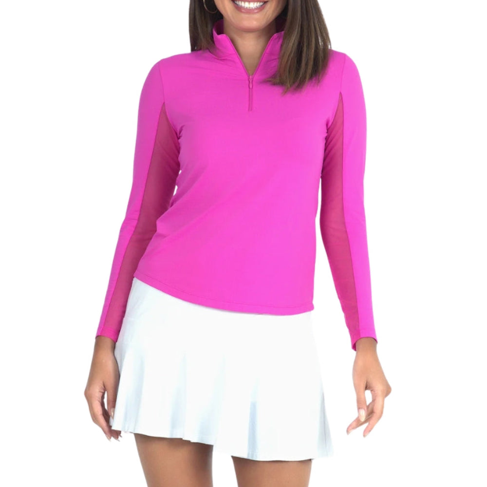 Ibkul Womens Long Sleeve Mock Polo