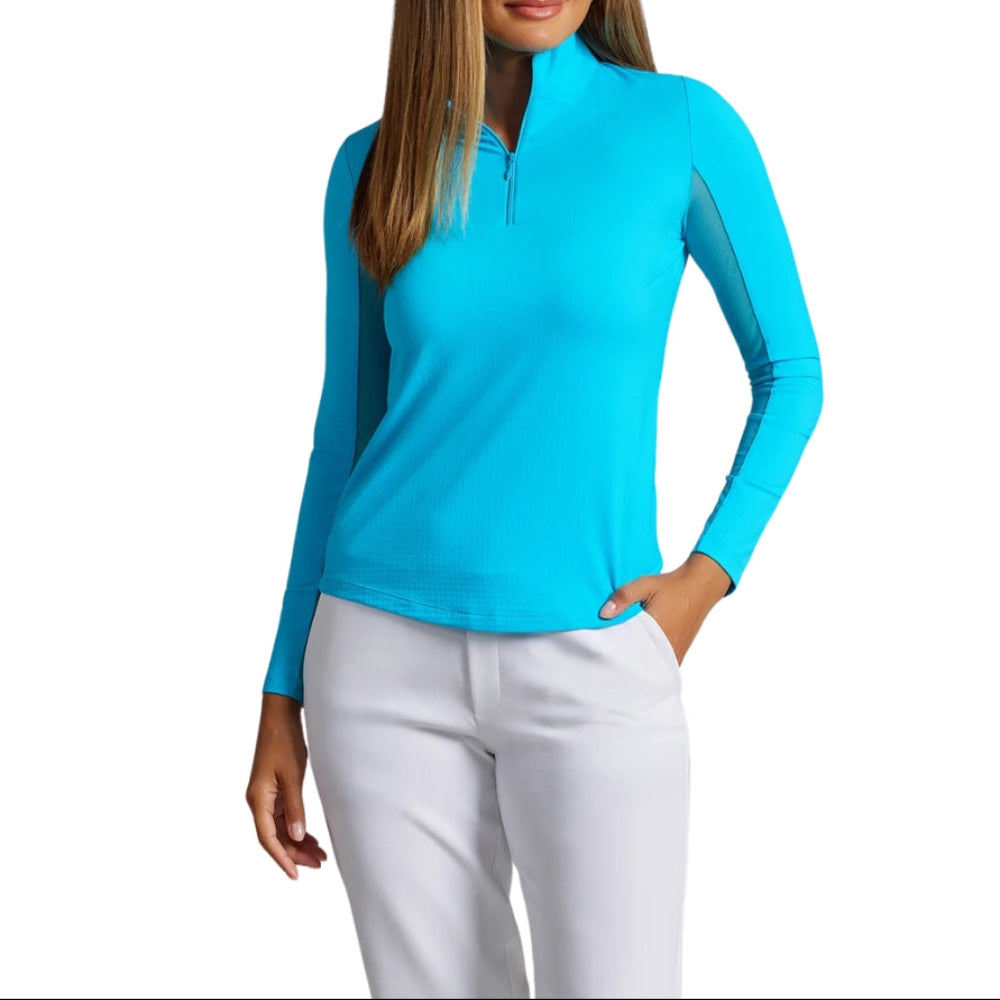 Ibkul Womens Long Sleeve Mock Polo