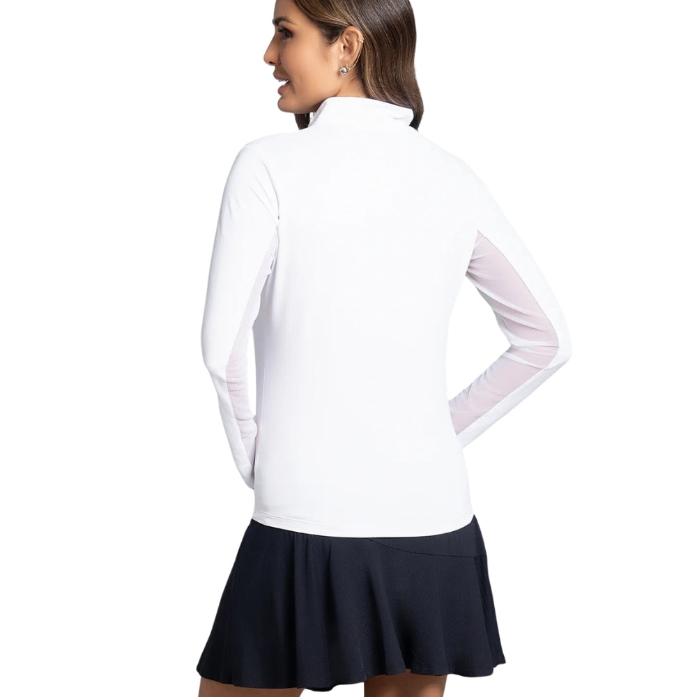 Ibkul Ladies Long Sleeve Mock Polo - White