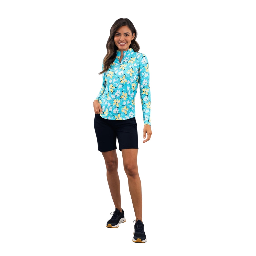 Ibkul Womens Elanor Mock Neck Polo