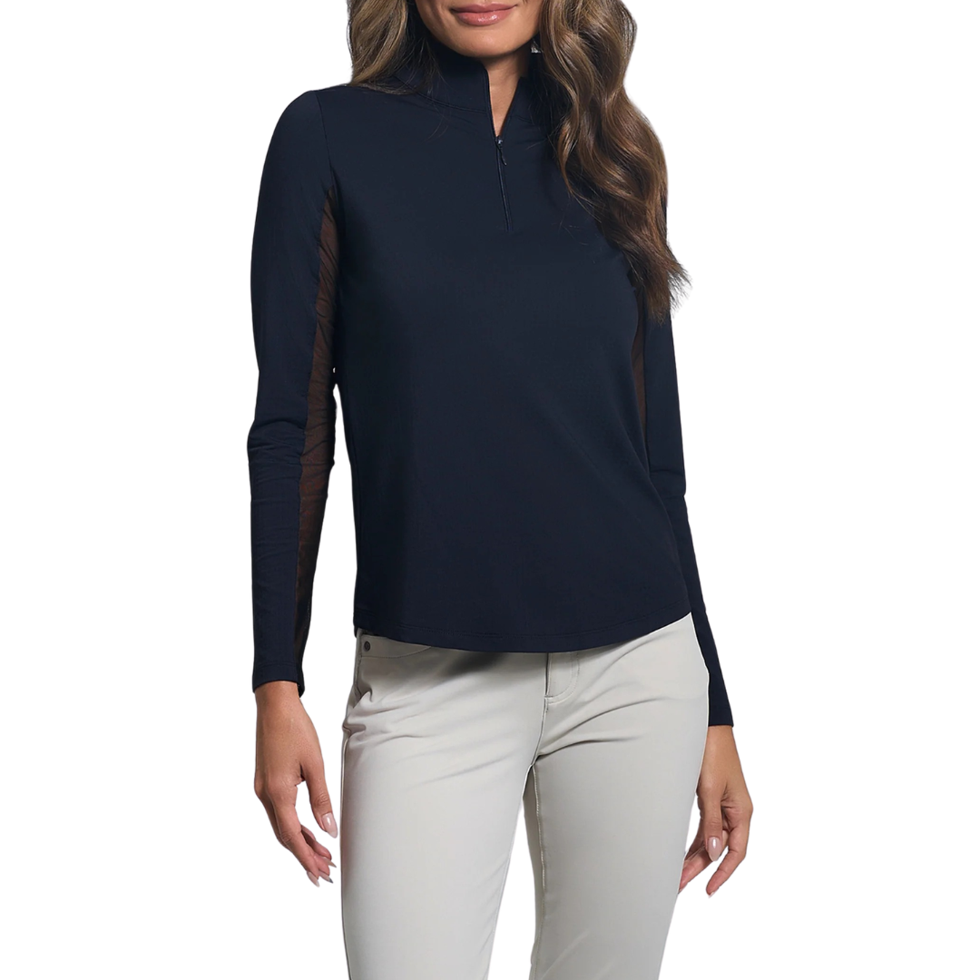 Ibkul Womens Long Sleeve Mock Polo
