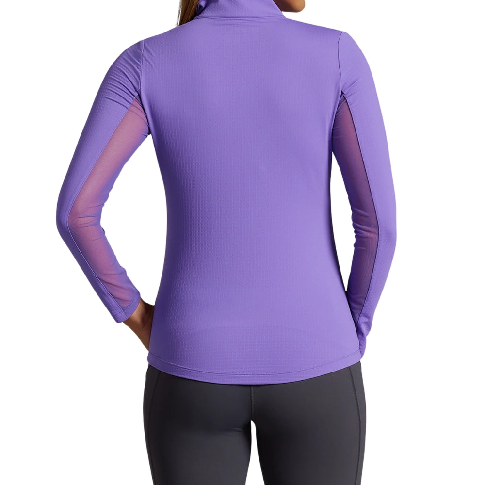 Ibkul Womens Long Sleeve Mock Polo - Plum