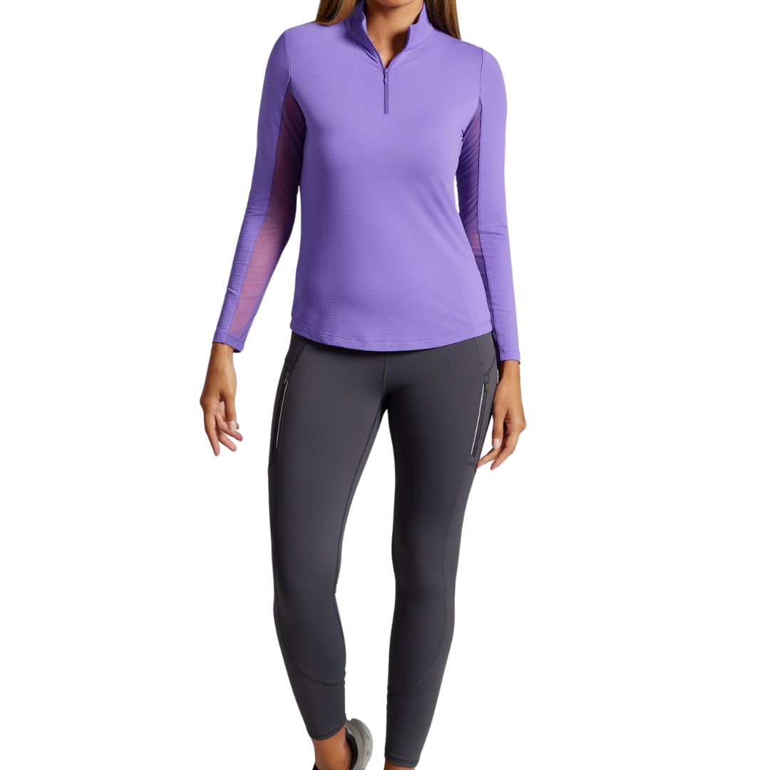 Ibkul Womens Long Sleeve Mock Polo