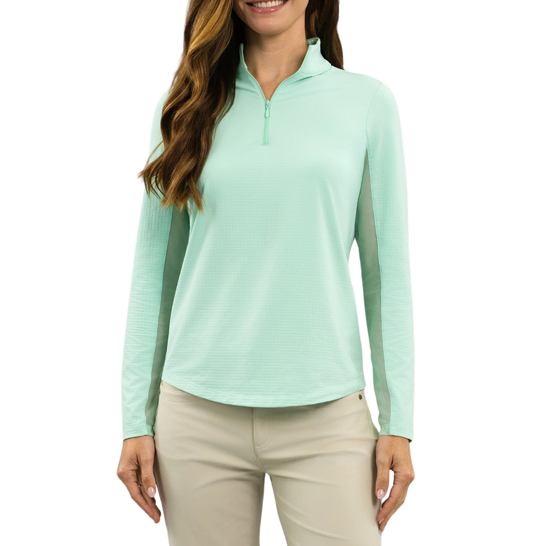 Ibkul Womens Long Sleeve Mock Polo