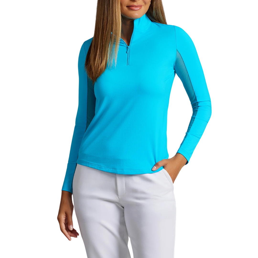 Ibkul Womens Long Sleeve Mock Polo