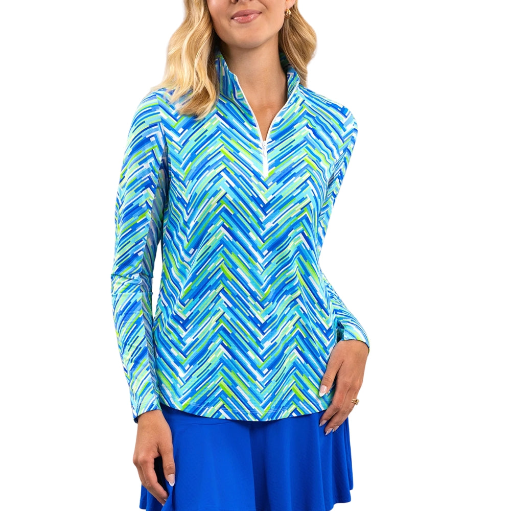 Ibkul Womens Robin Mock Neck Polo