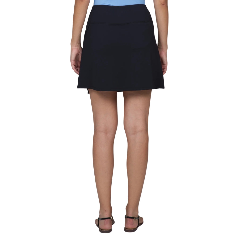 Ibkul Womens Solid Faux Wrap Skort - Black