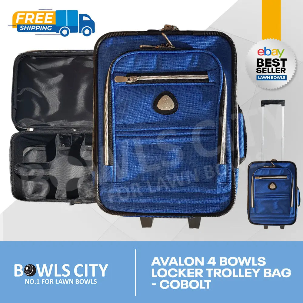 FREE AU POST! No 1 Cobolt 4 Bowls Bag with Wheels, Fits in Locker, Tele. Handle - Bowls City