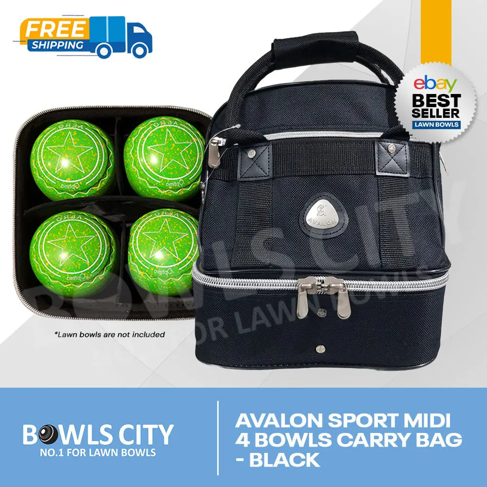 FREE AU SHIPPING! Compact Style Black Lawn Bowls Bag. Fit 4 Bowls - Bowls City