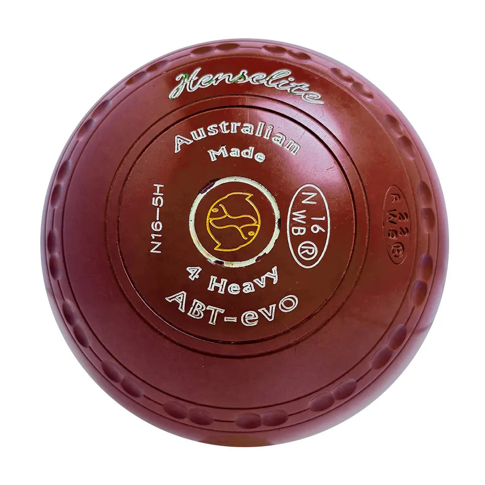 Henselite (Pre-Owned) ABT-Evo Lawn Bowls 4 Heavy Gripped Maroon - N16-5H Henselite