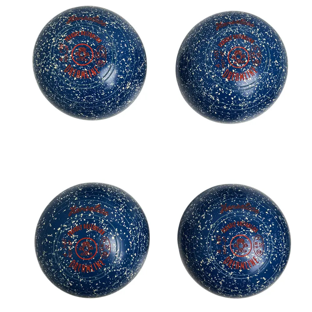 Henselite (Pre-Owned) Dreamline Lawn Bowls Size 4 Heavy Non-Gripped - Blue/White PO7-2f Henselite