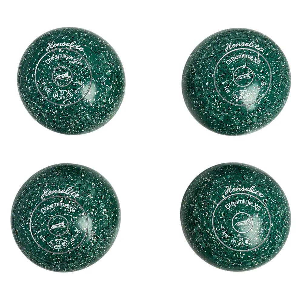 Henselite (Pre-Owned) Dreamline XG Lawn Bowls Size 4 Heavy Gripped - Green Speckle P77-6T - Bowls City
