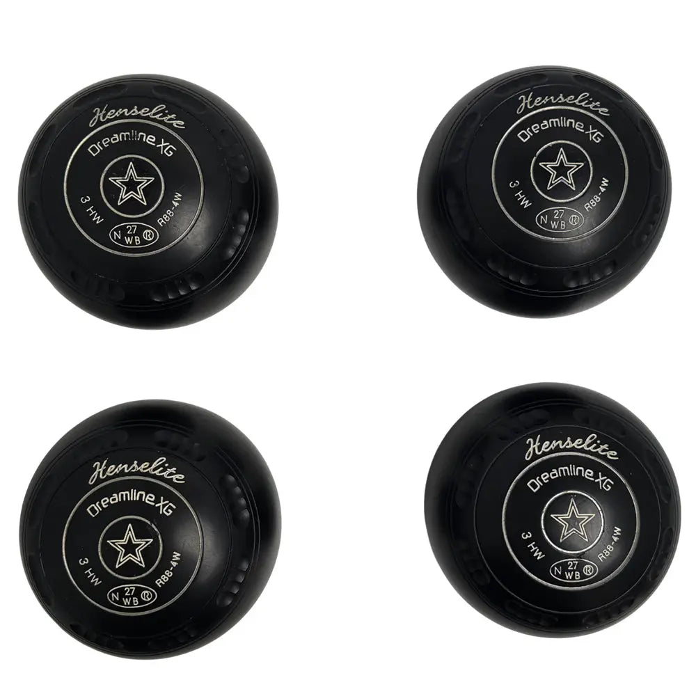 Henselite (Pre-Owned) Dreamline XG Lawn Bowls Size 3 Heavy Gripped Black - R88-4W Henselite