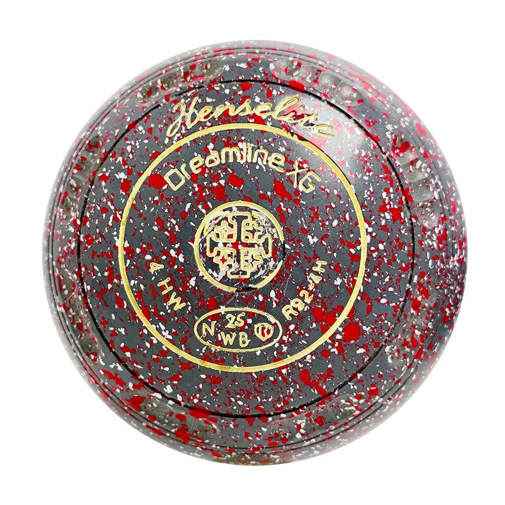 Henselite (Pre-owned) Dreamline XG Lawn Bowls Size 4 Heavy Gripped - Grey/Red R92-4H - Bowls City