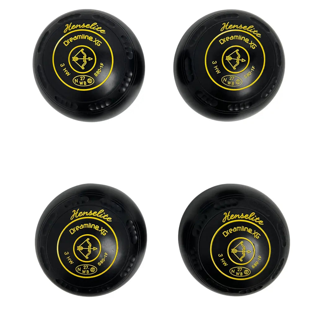 Henselite (Pre-owned) Dreamline XG Lawn Bowls Size 3 Heavy Gripped - Black S80-1F Henselite