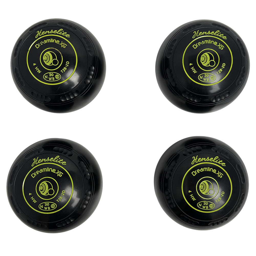 Henselite (Pre-Owned) Dreamline XG Lawn Bowls Size 4 Heavy Gripped - Black T28-2D