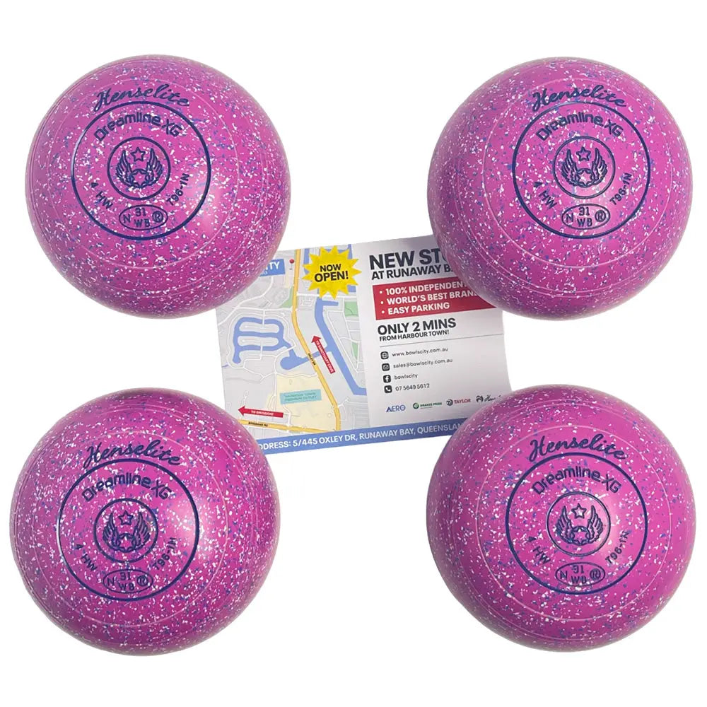 Henselite (Pre-Owned) Dreamline XG Lawn Bowls Size 4 Heavy Non-Gripped - Pink Speckle Henselite