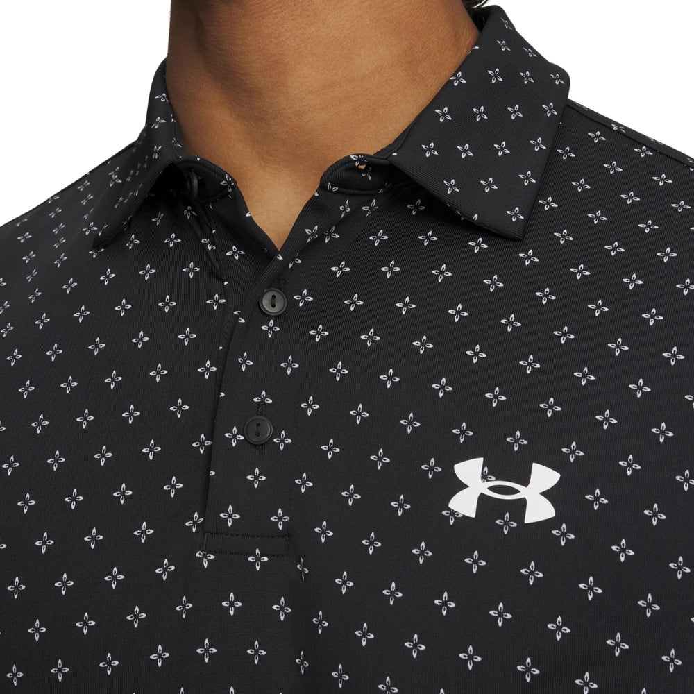 Under Armour Playoff 3.0 Print Mens Polo - Black/White