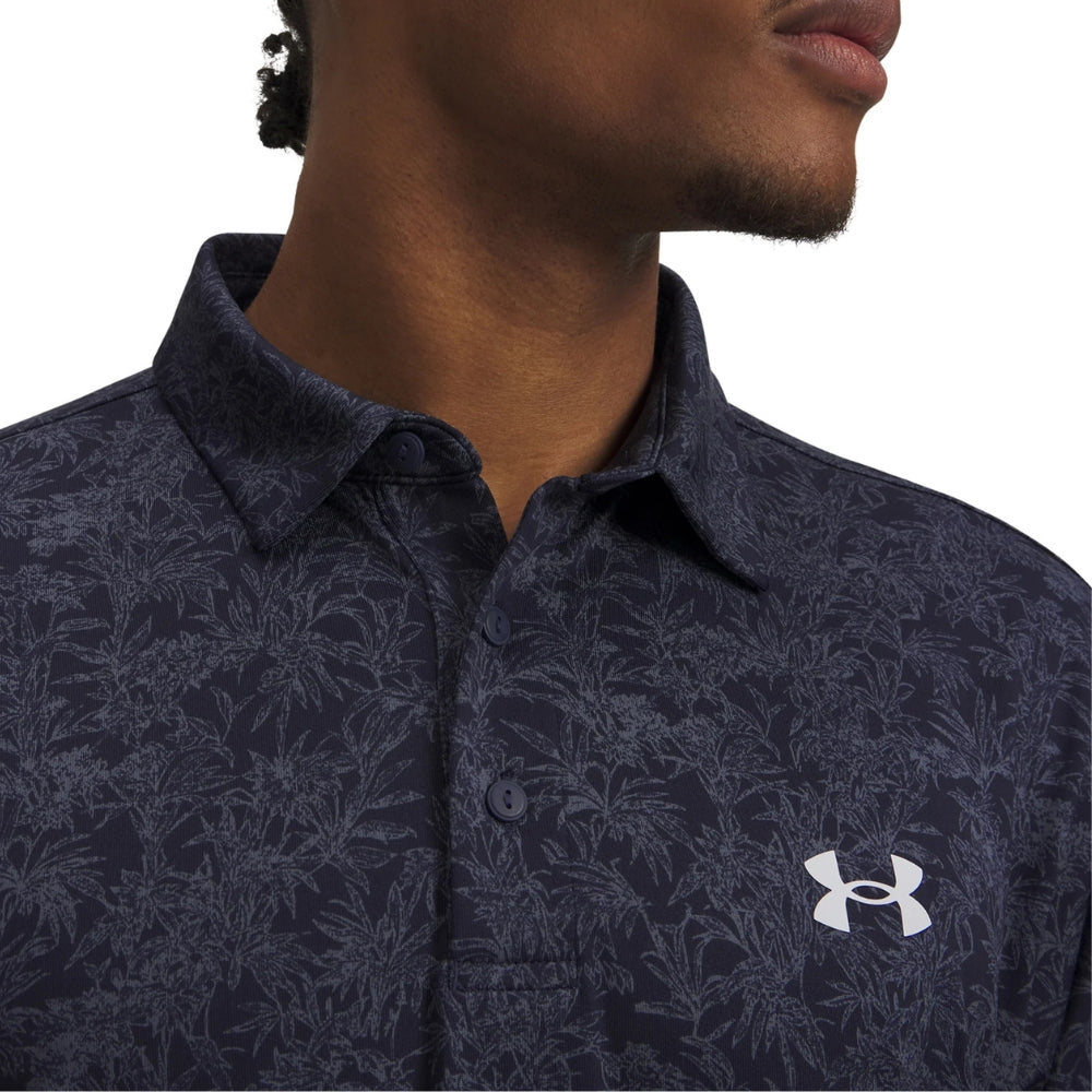 Under Armour Playoff 3.0 Print Mens Polo - Navy/Grey
