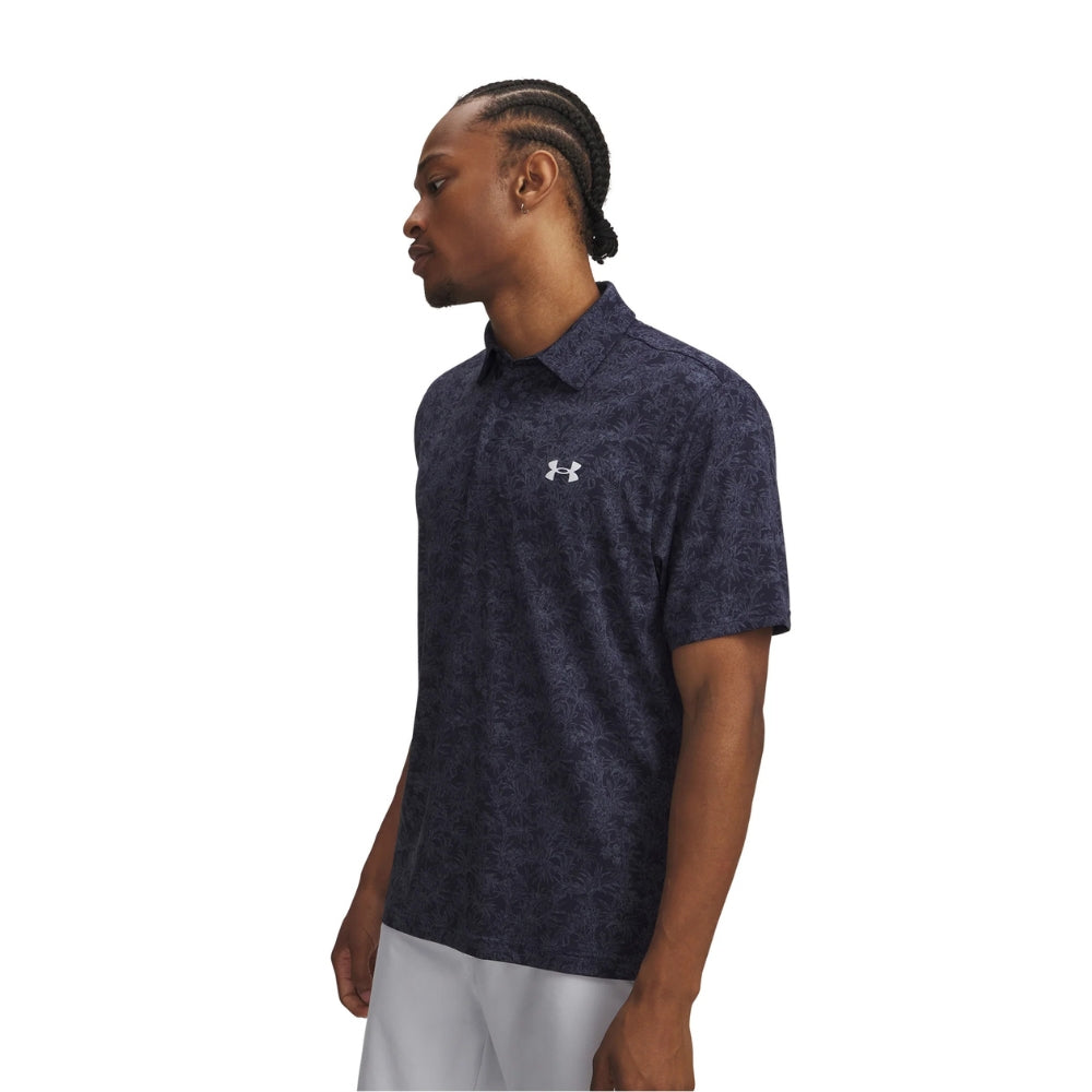 Under Armour Playoff 3.0 Print Mens Polo - Navy/Grey
