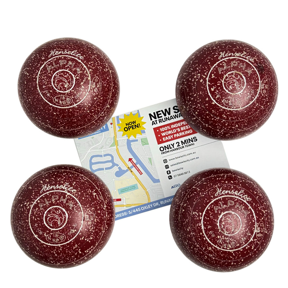 Henselite (Pre-Owned) Alpha Lawn Bowls Size 4 Non-Gripped - Maroon/White