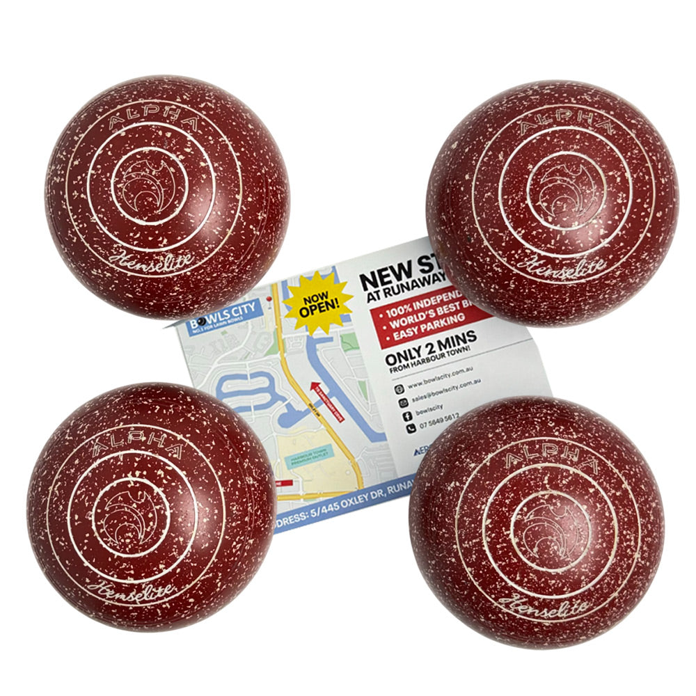 Henselite (Pre-Owned) Alpha Lawn Bowls Size 4 Non-Gripped - Maroon/White