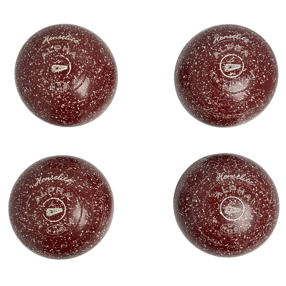 Henselite (Pre-Owned) Alpha Lawn Bowls Size 3 Non-Gripped - Maroon/White O62-4R
