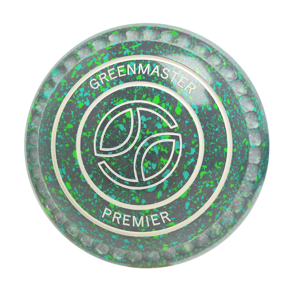 Greenmaster Premier Lawn Bowls Size 4 Heavy Gripped Grey/Blue/Lime - AC1091A