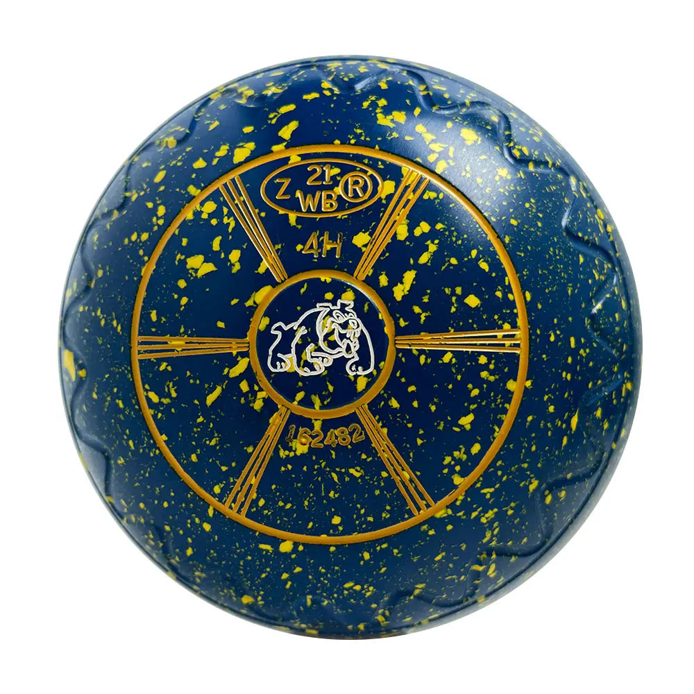 Aero (Pre-Owned) Dynamic Lawn Bowls Size 4 Heavy Z Scoop - Blue/Yellow Speckle Aero Bowls