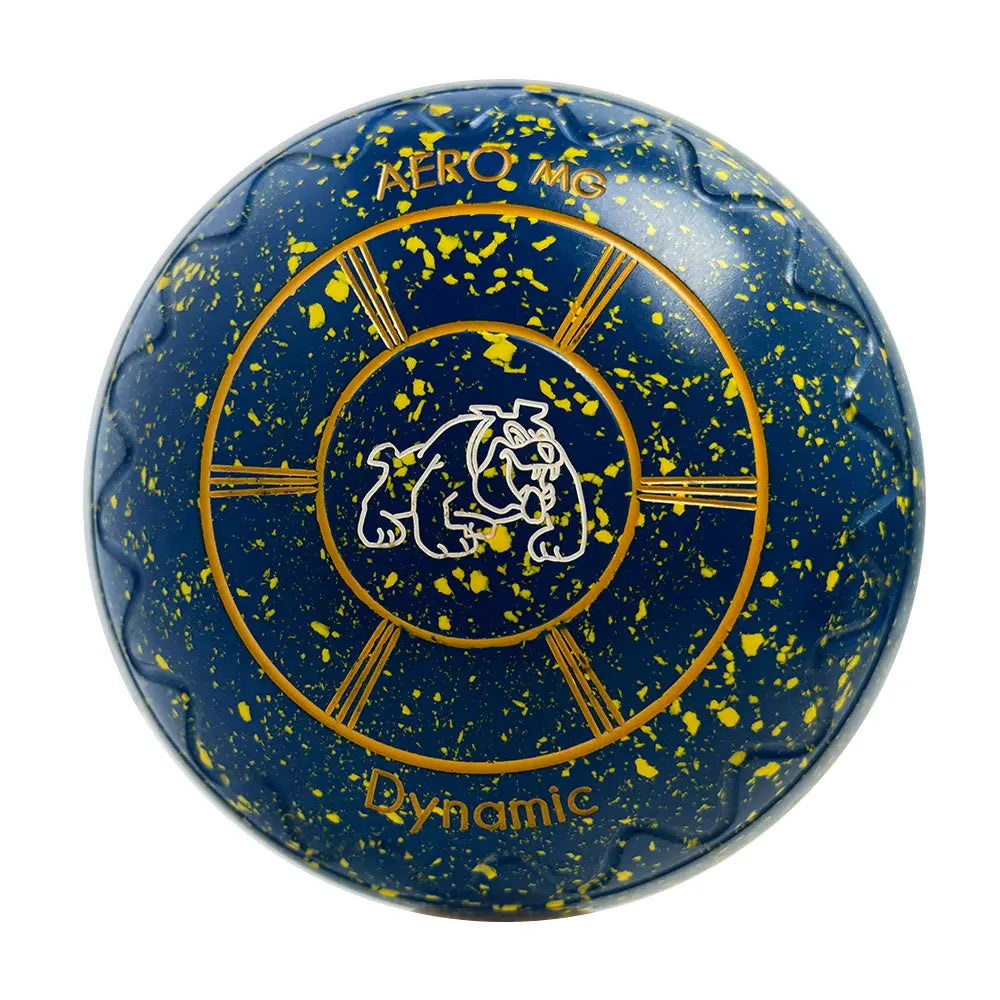 Aero (Pre-Owned) Dynamic Lawn Bowls Size 4 Heavy Z Scoop - Blue/Yellow Speckle Aero Bowls