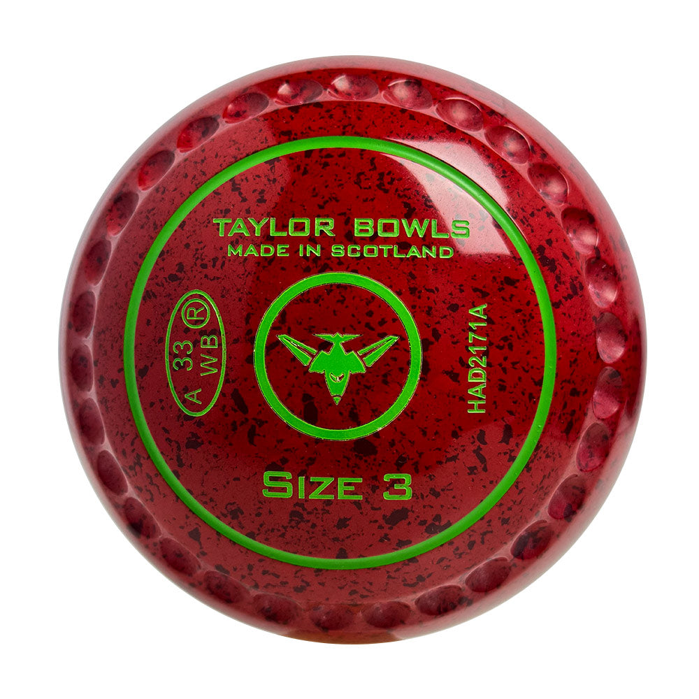 Taylor GTR Lawn Bowls Size 3 Heavy Gripped Red/Maroon HAD2171A