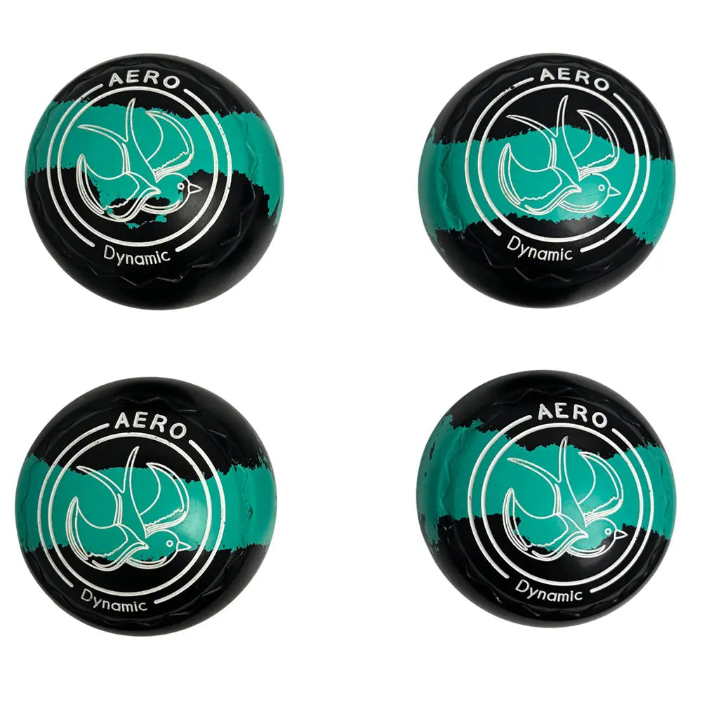 Aero (Pre-Owned) Dynamic Lawn Bowls Size 4 Heavy Z Scoop - Black/Teal Trio 183924 Aero Bowls